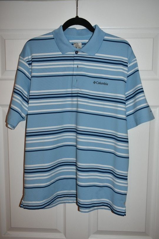 Columbia Blue Stripe Men Short Sleeve Polo SZ M - photo 2
