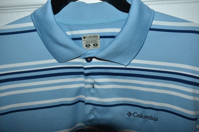Columbia Blue Stripe Men Short Sleeve Polo SZ M - photo 3