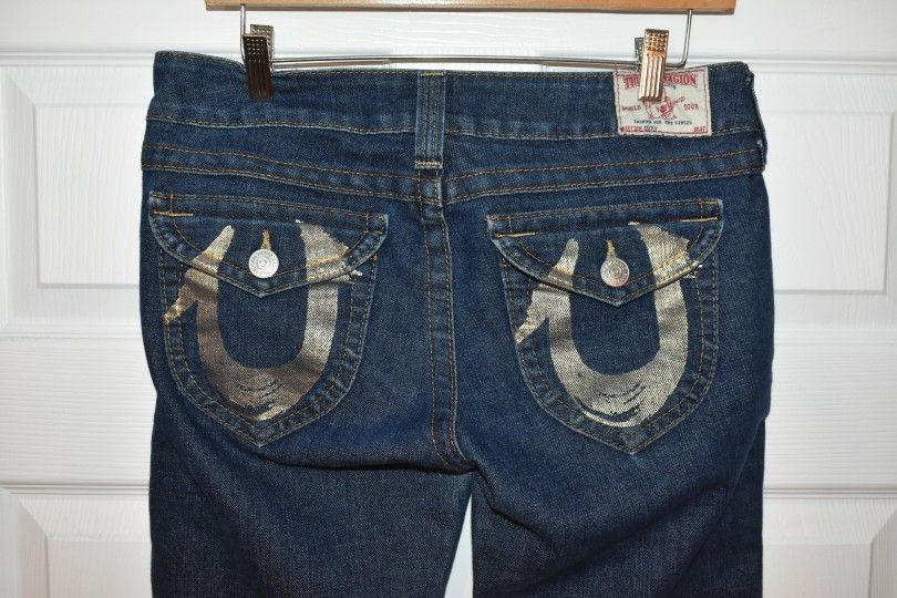 True Religion Woman Blue Gold Becky Boot Cut Jeans SZ 29 - photo 2