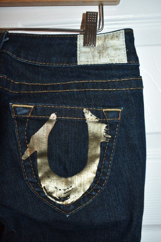 True Religion Woman Blue Gold Bobby Flare Jeans SZ 26 - photo 3