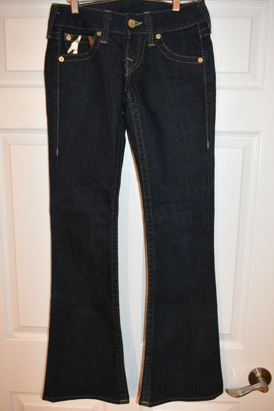 True Religion Woman Blue Gold Bobby Flare Jeans SZ 26 - photo 5