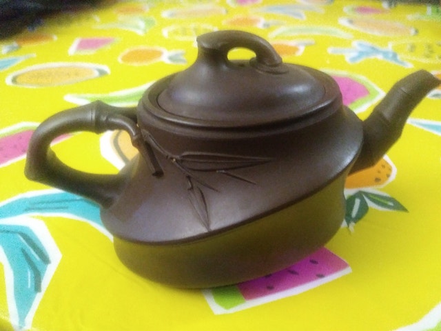 Genuine Pan Xijuan Purple Clay Teapot with Bamboo Festival