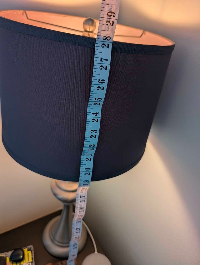 Modern Brushed Nickel Table Lamp – Dark Gray Drum Shade - photo 3