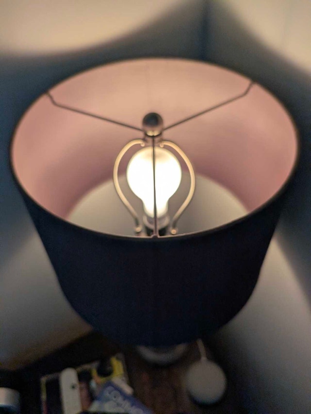 Modern Brushed Nickel Table Lamp – Dark Gray Drum Shade - photo 5