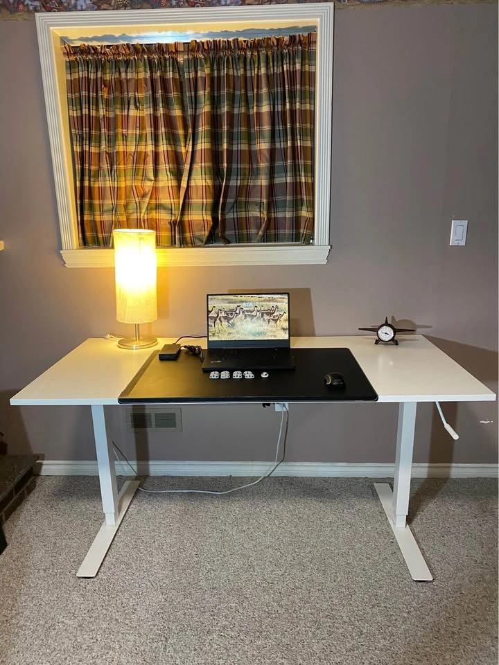 White Large IKEA Hand Crank Sit/Stand Desk