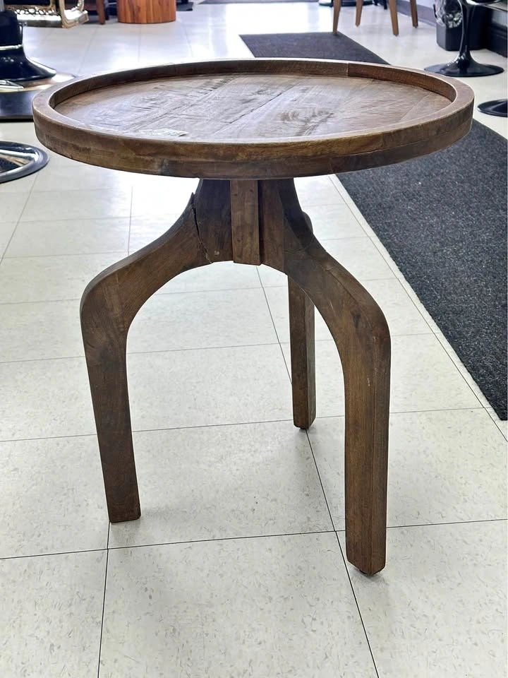 HOMESENSE Rustic Round Wood Side Table Accent Table