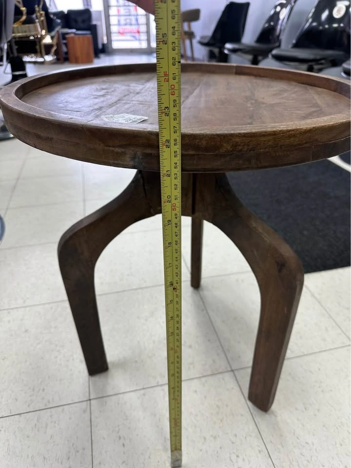 HOMESENSE Rustic Round Wood Side Table Accent Table - photo 2