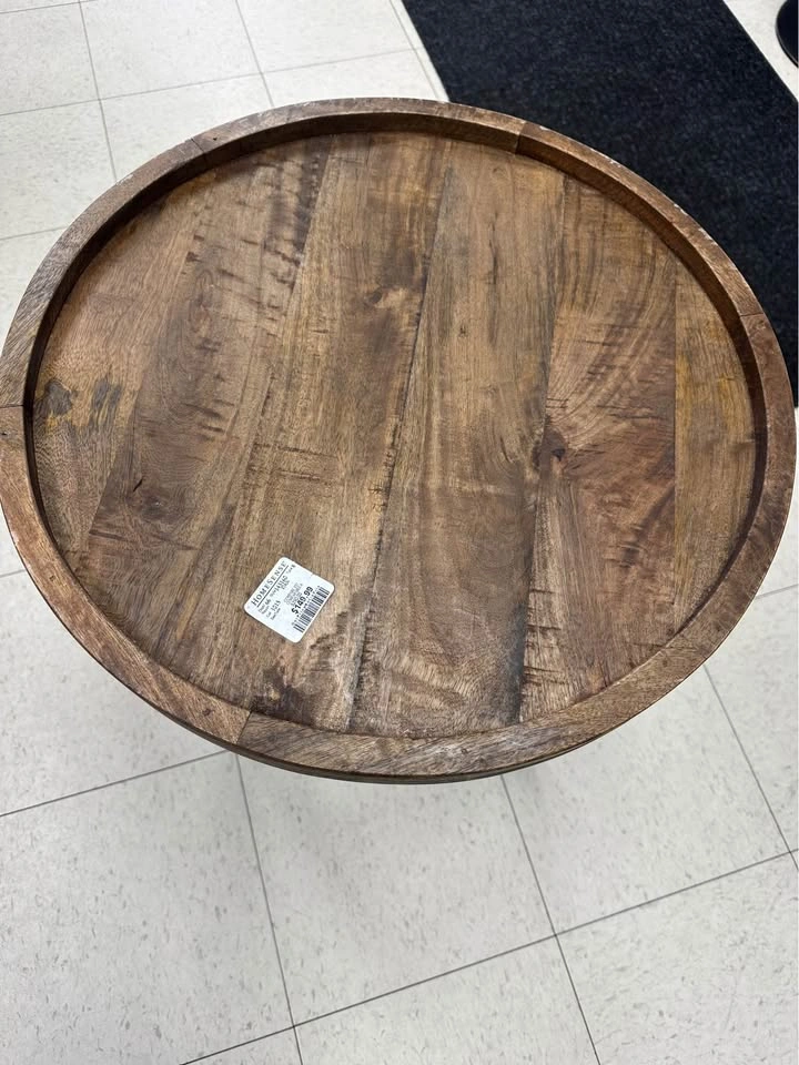 HOMESENSE Rustic Round Wood Side Table Accent Table - photo 3