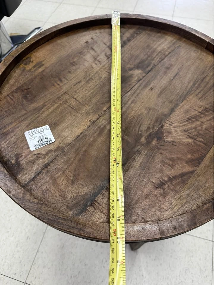 HOMESENSE Rustic Round Wood Side Table Accent Table - photo 4