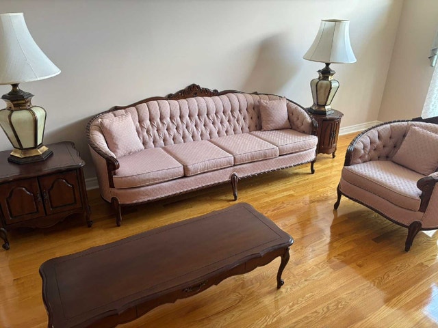Elegant French Furniture Set - China Cabinet, Dining Set, Sofa - photo 3