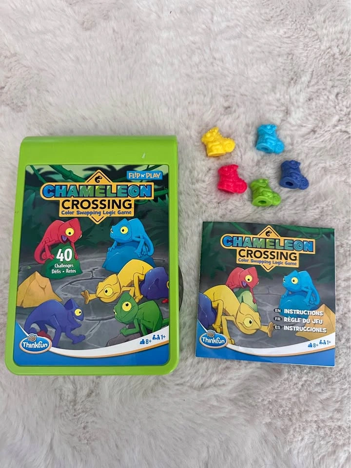 Travel board game Chameleon crossing color swapping logic game
