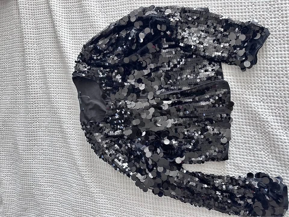 Black Sequin Open Cardigan - Stage Jacket? Improv? Musician?