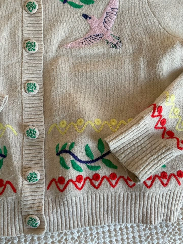 CYNTHIA ROWLEY Bird Palm Cardigan size small women’s - photo 3