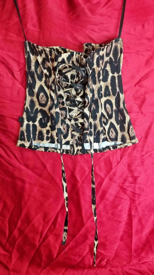 Tripp NYC Leopard Print Lace-Up Corset Top