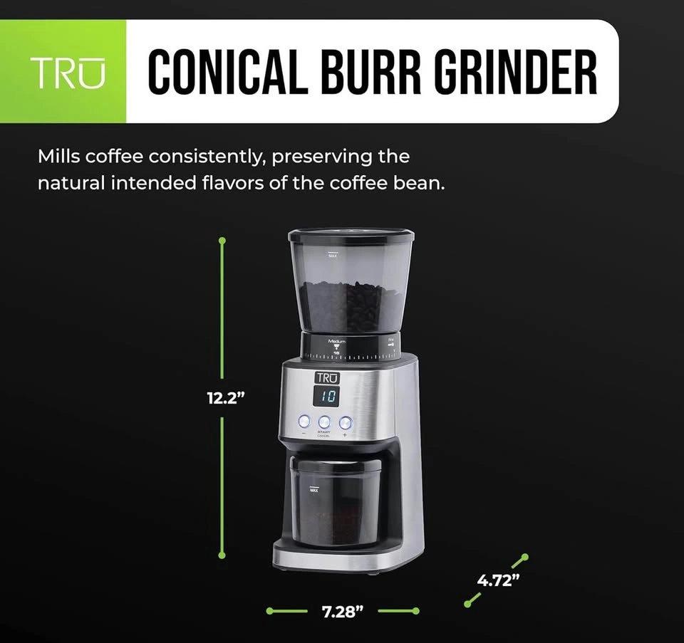 Tru Burr Coffee Grinder - 30 Grind Settings - photo 2