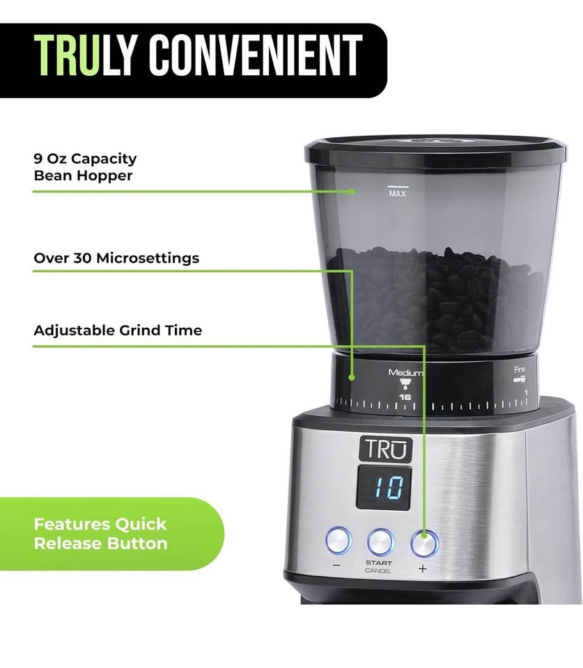 Tru Burr Coffee Grinder - 30 Grind Settings - photo 4