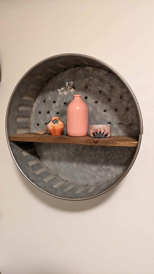 Rustic decorative metal and wooden shelf