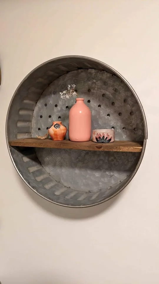 Rustic decorative metal and wooden shelf thumbnail