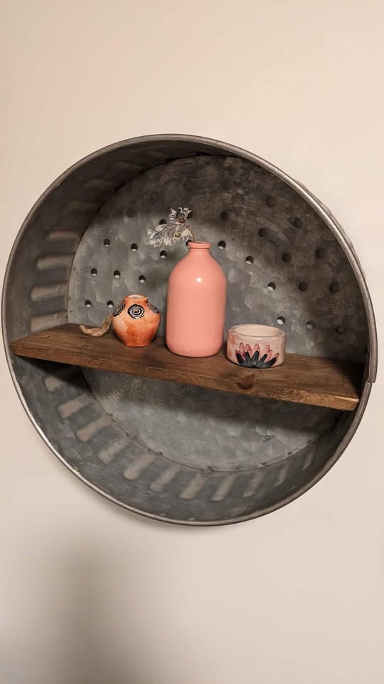Rustic decorative metal and wooden shelf - photo 2