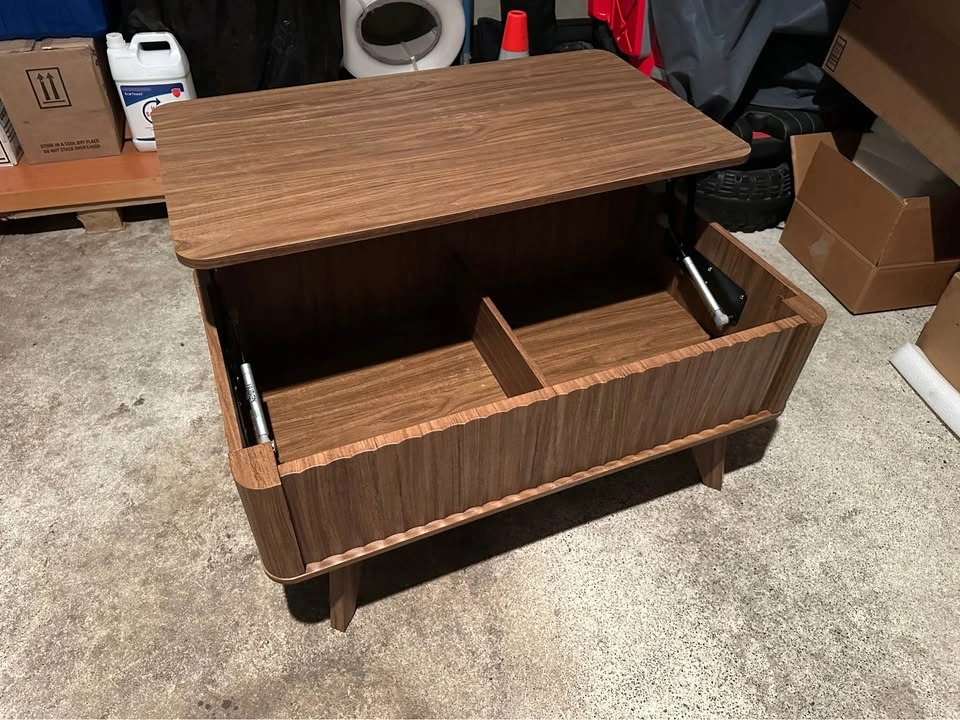 Walnut Lift-Top Coffee Table with Hidden Storage - photo 2