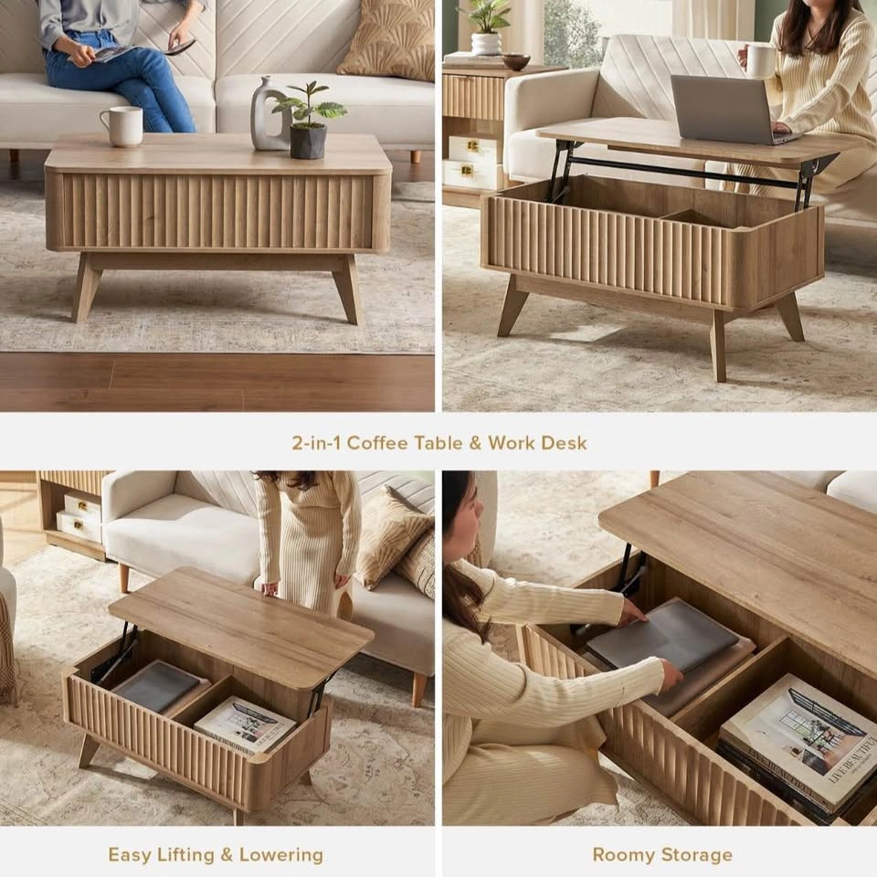 Walnut Lift-Top Coffee Table with Hidden Storage - photo 5