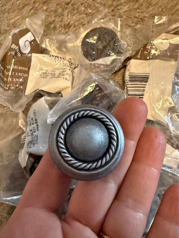 6 Pack - Rope Braid Antique Pewter Cabinet Knobs