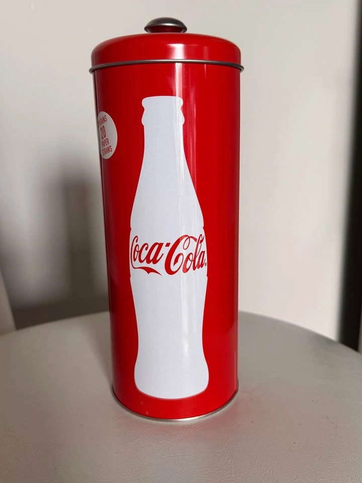 Coca-Cola Tin Straw Dispenser with 20 Paper Straws - photo 2