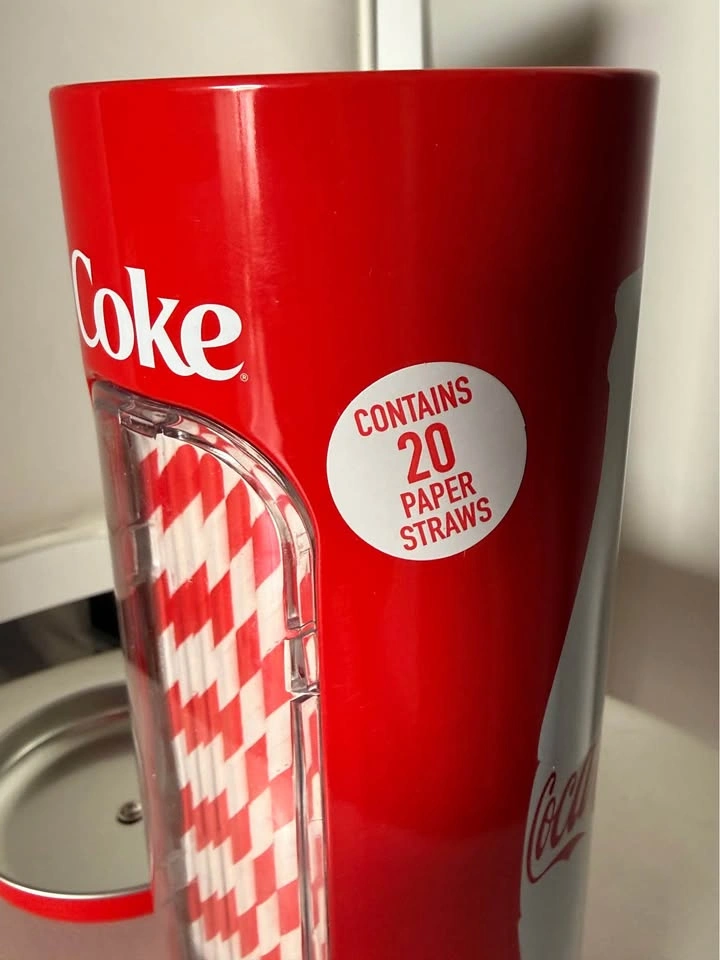 Coca-Cola Tin Straw Dispenser with 20 Paper Straws - photo 4