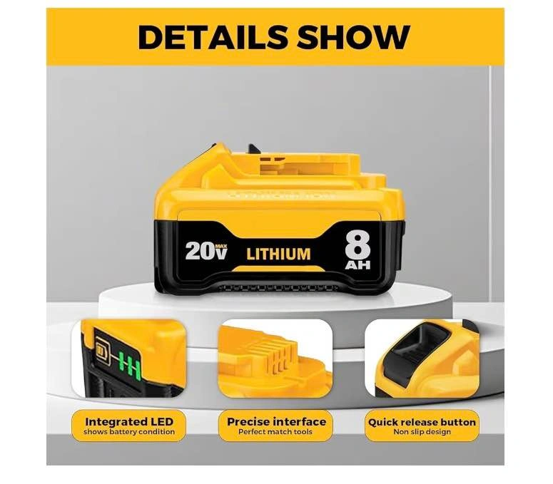 Dewalt 20V/8.0Ah Lithium-ion Battery Replacement - photo 2