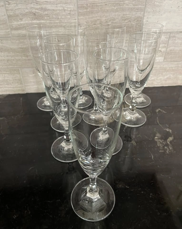 Set of 10 Crystalline Champagne Flutes – Elegant Stemware – Like - photo 3