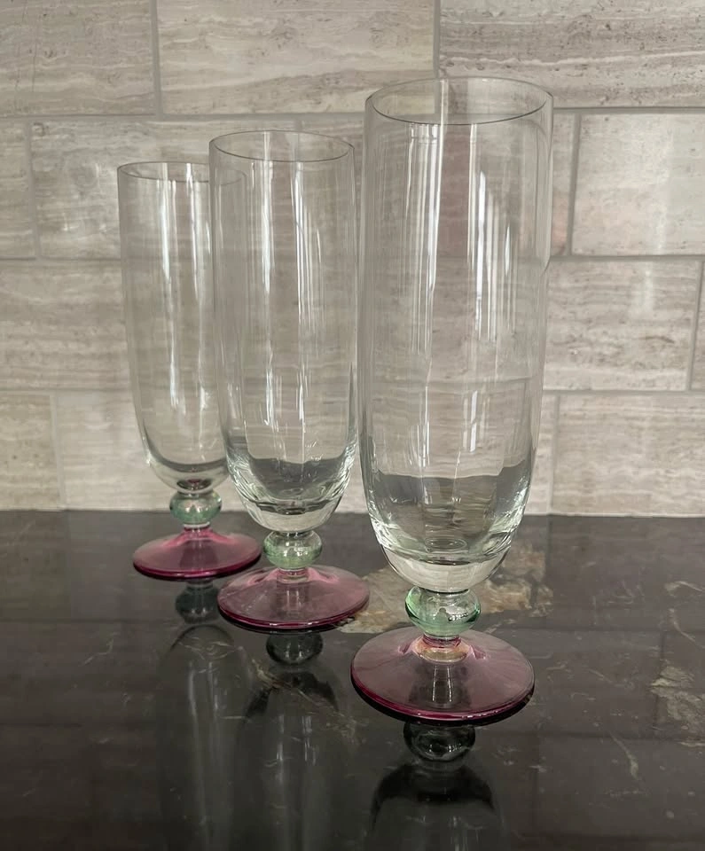 Italian Crystal Stemware w/ Murano Glass Stems - 11 Pcs - photo 5