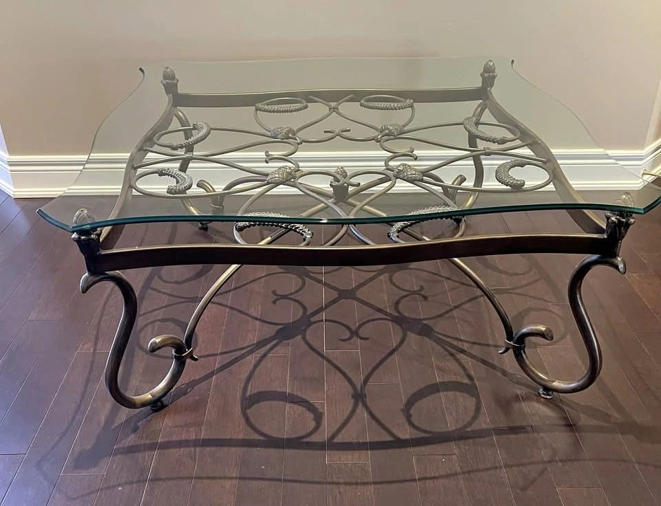 Hooker Furniture Coffee Table + Side Table Set – Bronze Base