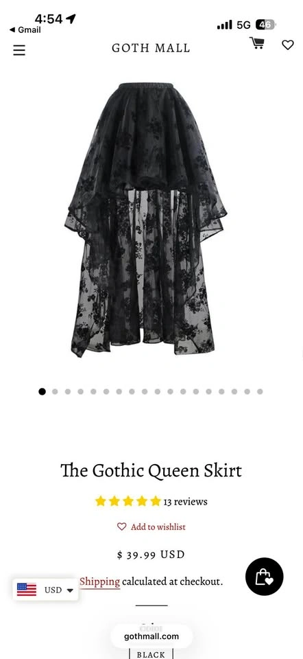 Goth mart queen skirt asymmetrical