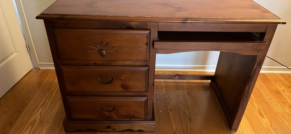 Wooden Desk with Drawers and Keyboard Tray - photo 2