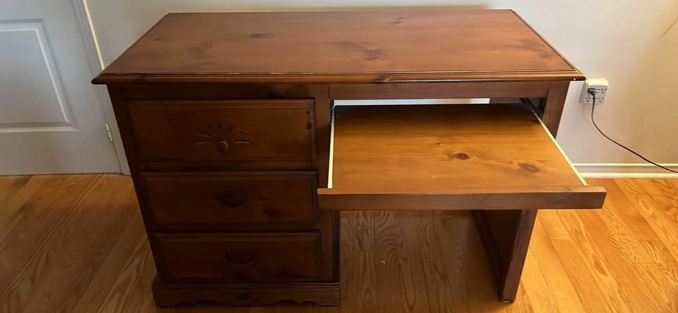 Wooden Desk with Drawers and Keyboard Tray - photo 5