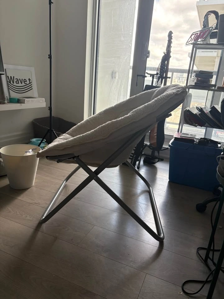 Cream Sherpa Folding Papasan Chair - photo 2