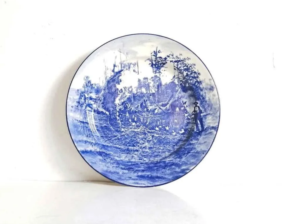 Royal Doulton Blue Transferware Antique Charger Plate image indicator(3)