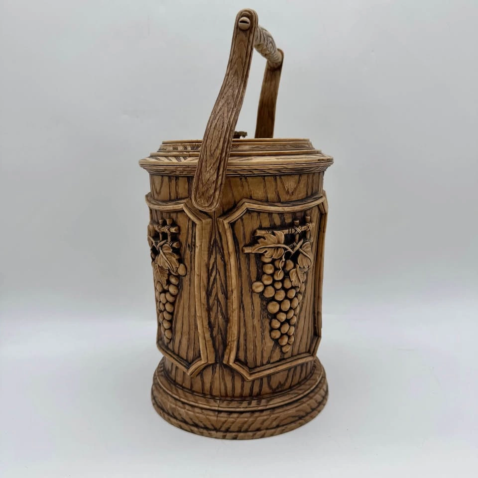 Vintage Faux Wood Ice Bucket w/ Grapes Design – Made in Hong Kon - photo 2
