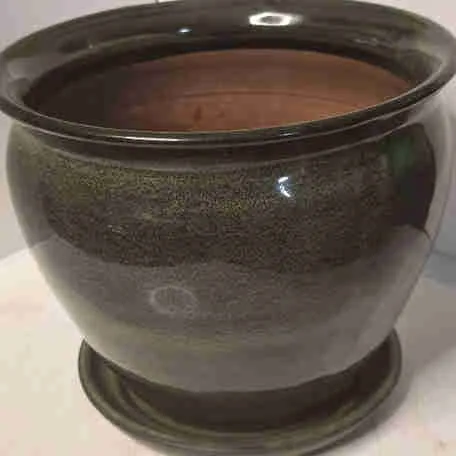 Hand crafted flower pot elegant moss glaze thumbnail