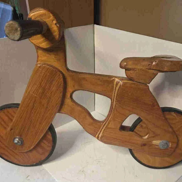 Grandpa hand made wooden bicycle - priceless thumbnail