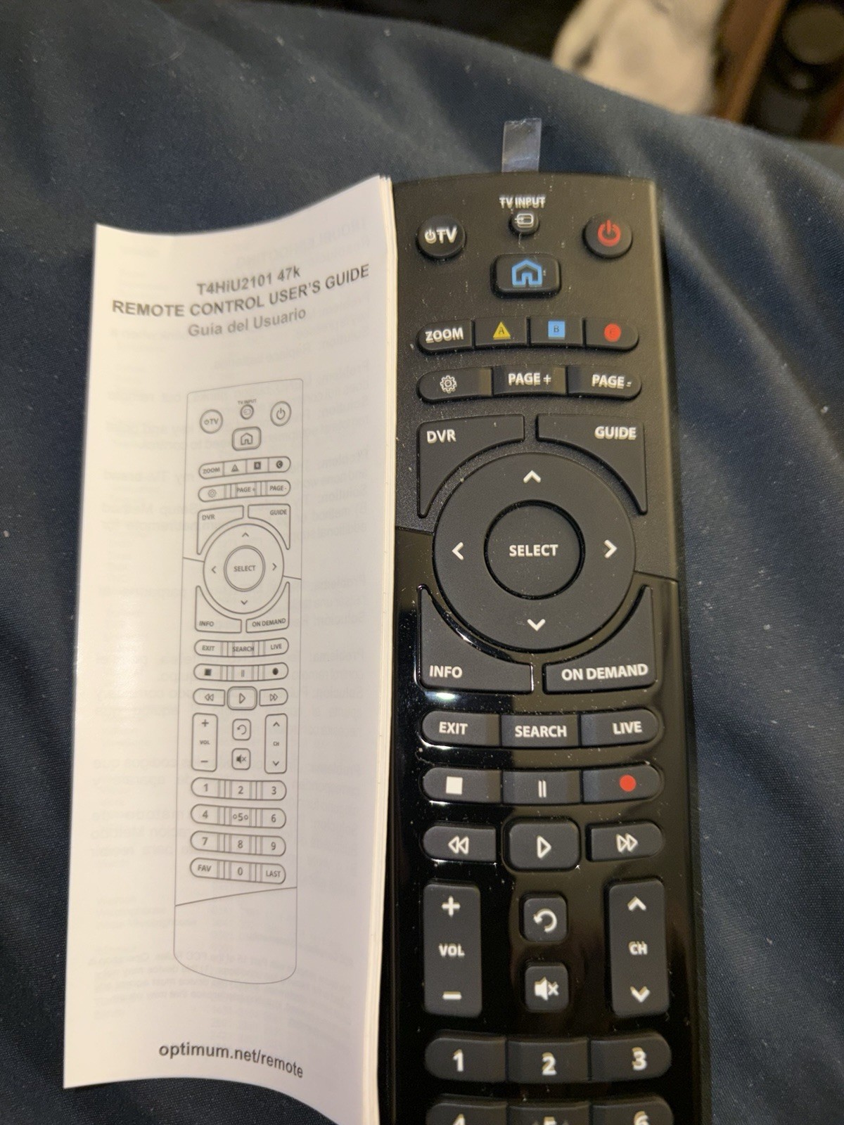 New Replace Remote For Optimum Cablevision DVR T4HIU2101/47K T4H