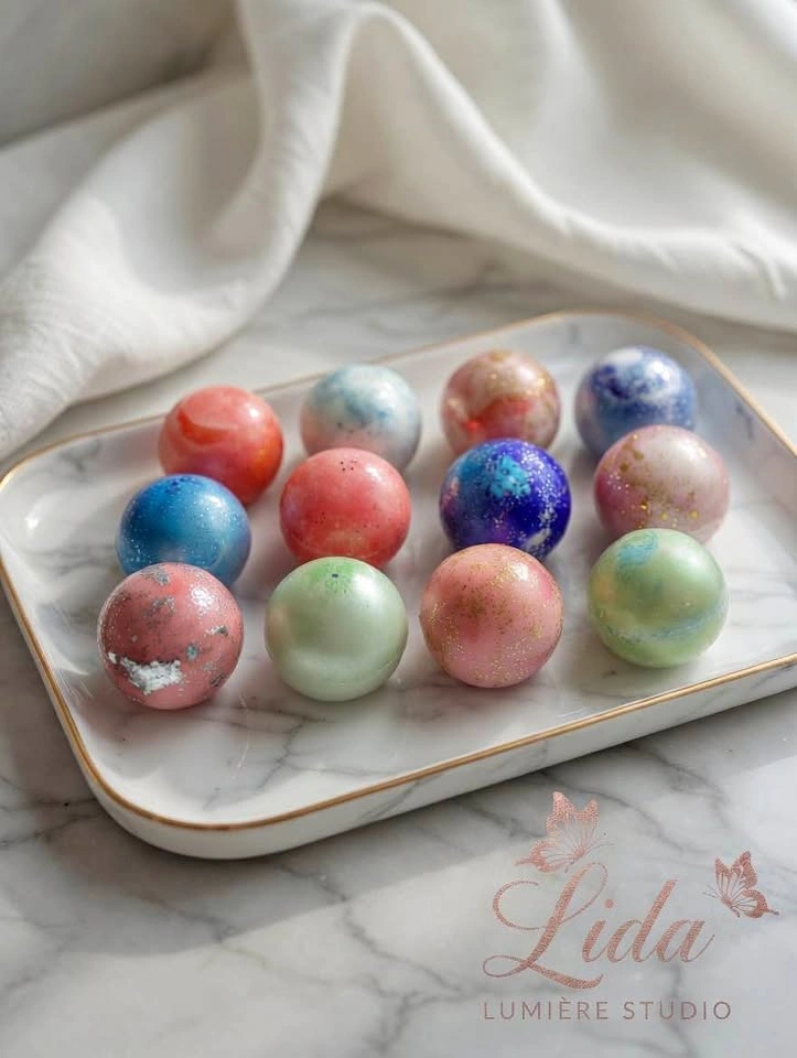 Handmade Pink Glitter Galaxy Sphere Candle | 5cm Cosmic Planet B