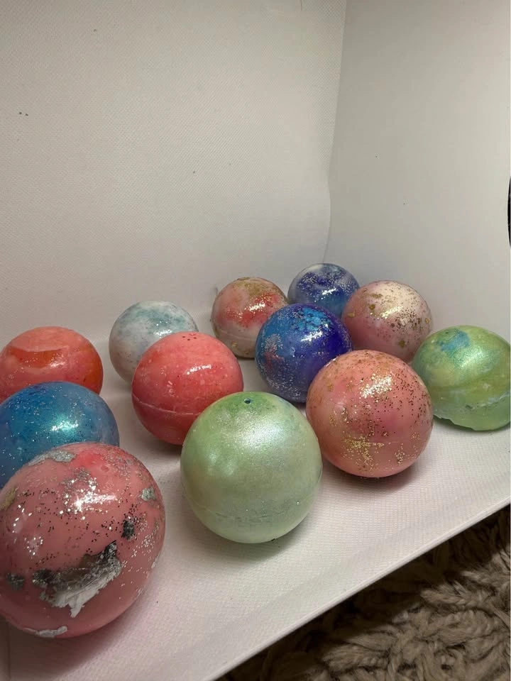 Handmade Pink Glitter Galaxy Sphere Candle | 5cm Cosmic Planet B - photo 2