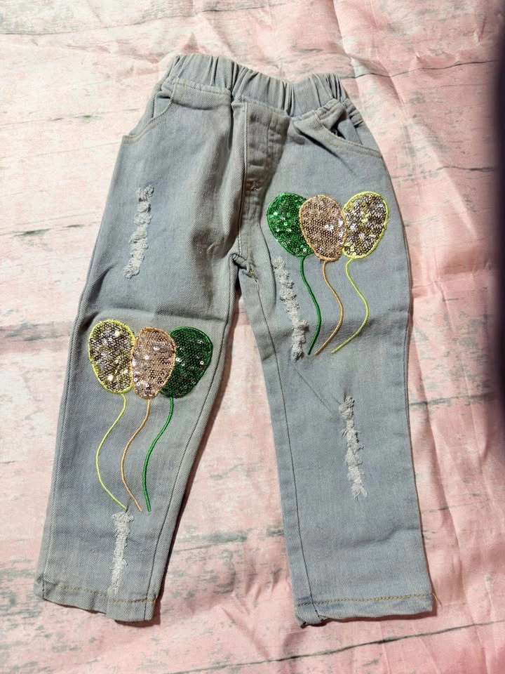 Size 2 Girls Sequin Balloon and Tulle Ruffle Jeans Set - photo 2