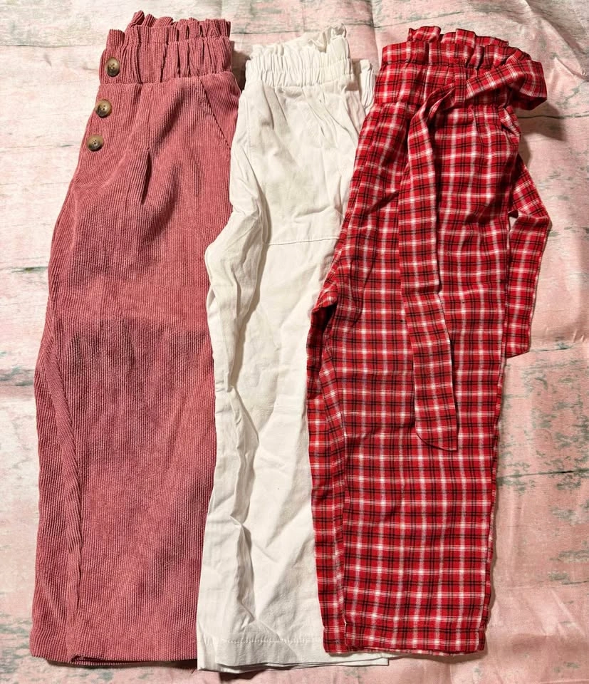 Size 2 Girls Pants Bundle - Corduroy, White, Plaid