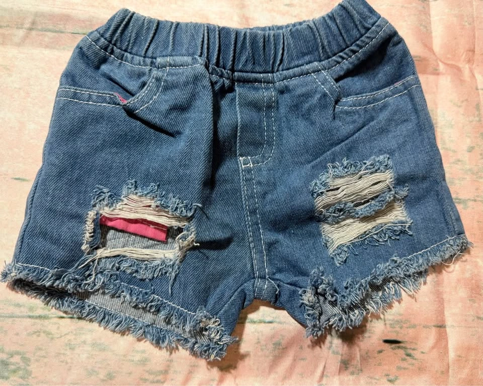 18-24m Girls Shorts Bundle - Denim, White Ruffle, and Tie-Dye - photo 3