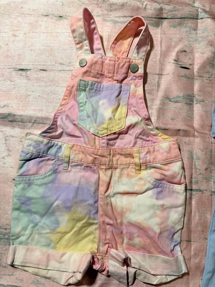 Children's Place Size 12-18m Tie-Dye Denim Overalls