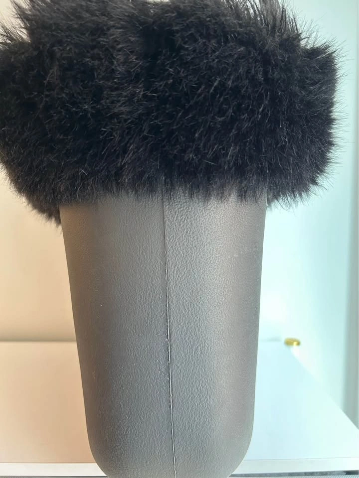 O bag Grey Tote Bag with Black Faux Fur Trim - Made in Italy - photo 4