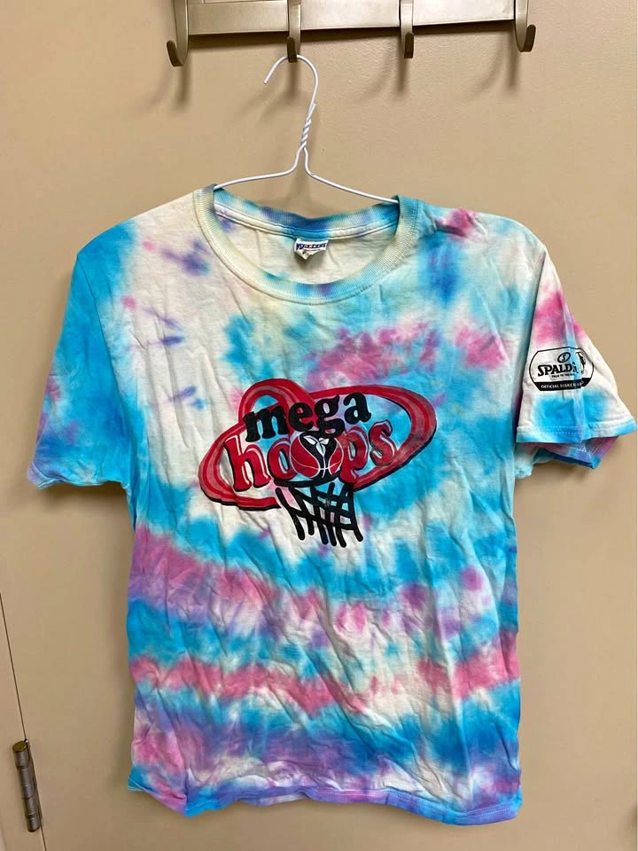Mega Hoops Tie Dye Spalding NBA Basketball T-Shirt Men's Small