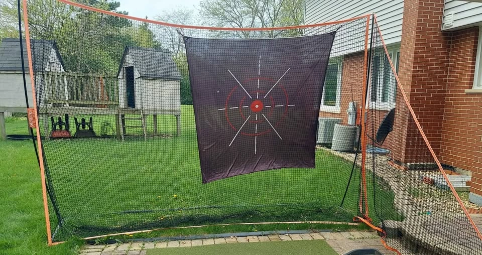 GoSports Golf 10 x 7 ft Practice Hitting Net w/ Shank Net & Targ
